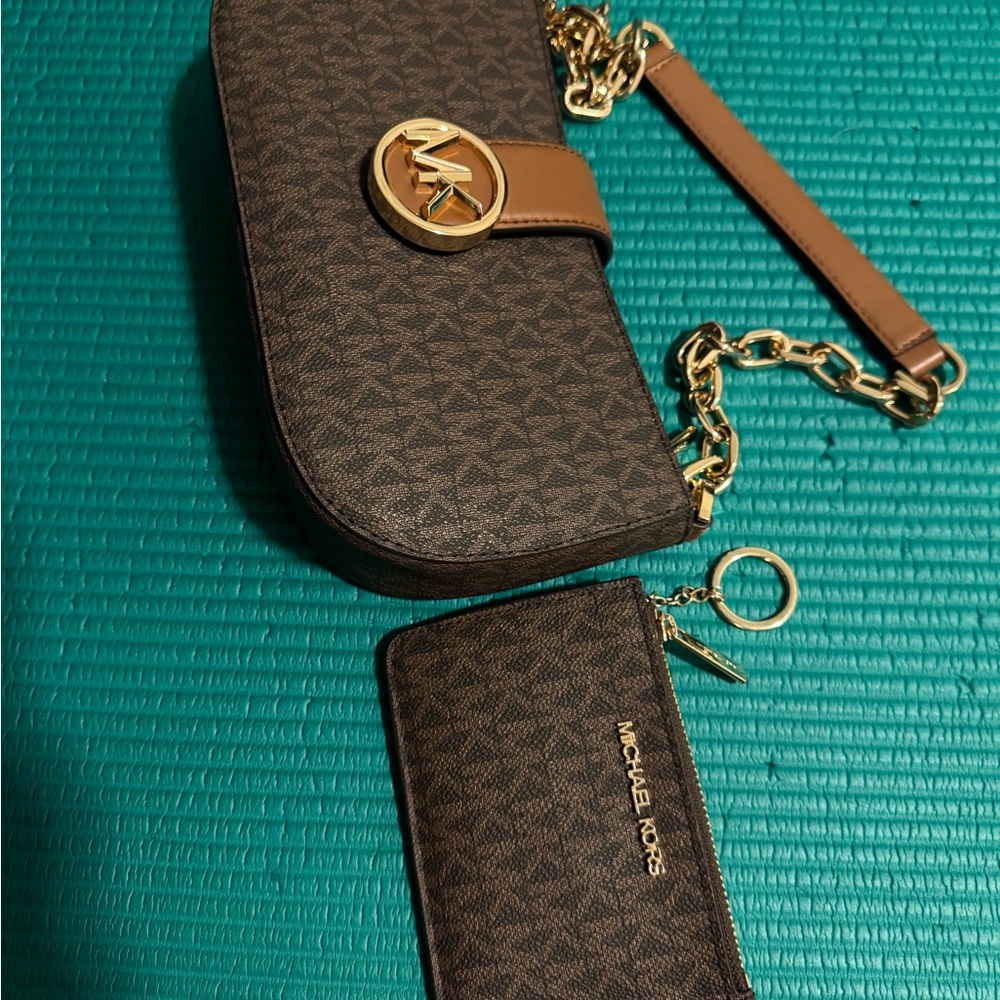 Michael Kors Brown Key & Card Holder Set
